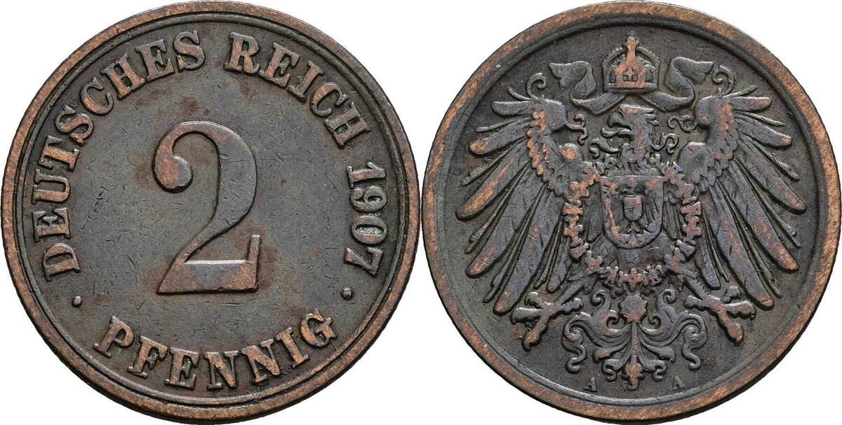 Deutsches Reich 2 Pfennig 1907 A Ss | MA-Shops