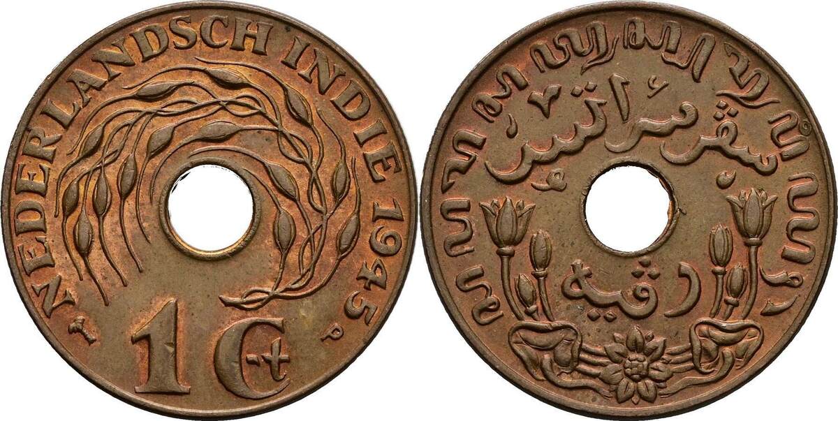 Niederländisch Indien 1 Cent 1945 vz