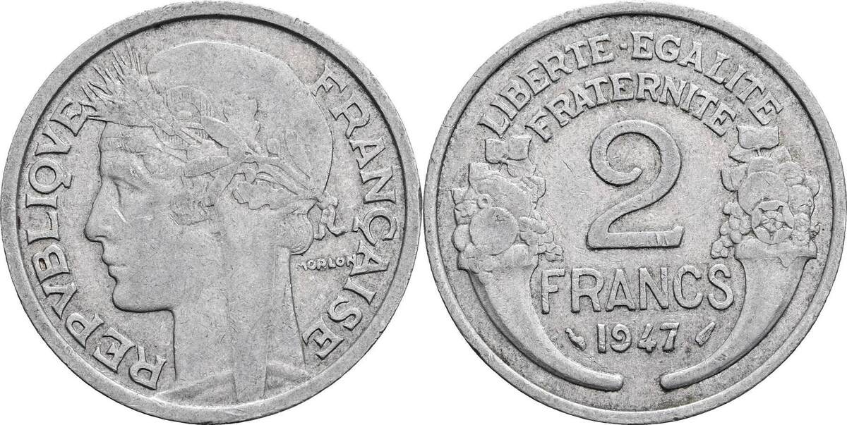 Frankreich 2 Francs 1947 ss