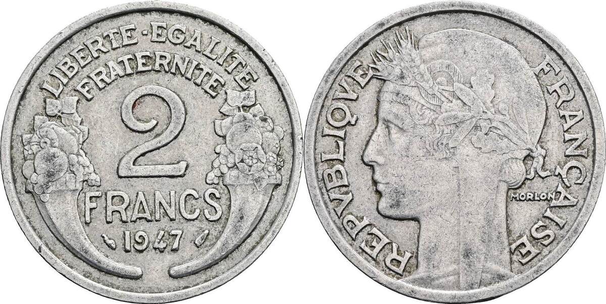 Frankreich 2 Francs 1947 ss