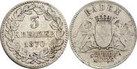 Baden 3 Kreuzer Friedrich I. 1852-1907 -