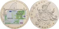 Deutschland Medaille mit Farbmotiv auf den 100 Euroschein am 1. Januar 2002 / Europäische Währung -