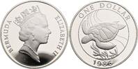 Bermuda, Elizabeth II. 1 Dollar 25 Jahre World Wildlife Fund - Schildkröte -