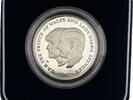 1 Crown 1981 Großbritannien, Elizabeth II. Hochzeit Prinz Charles und Lady Diana PP in Kapsel, minim. angelaufen, Box Gebrauchsspuren
