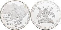10 000 Shilling (1992) Uganda Fussball WM USA 1994 PP in Kapsel,minimal angelaufene Punkte