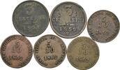 Kaisertum Österreich, Franz Joseph I. Lot 6 Stück Münzen 4x 5/10 Soldo, 2x 3 Centesimi -
