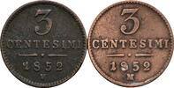 Kaisertum Österreich Lot 2 Stück 3 Centesimi Franz Joseph I. 1848-1916 -