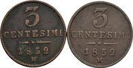 Kaisertum Österreich Lot 2 Stück 3 Centesimi Franz Joseph I. 1848-1916 -