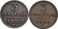 Kaisertum Österreich Lot 2 Stück 3 Centesimi Franz Joseph I. 1848-1916 -