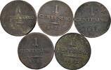 Kaisertum Österreich Lot 5 Stück 1 Centesimo Franz II. (I.) 1792-1835 -