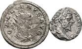 ROM, Kaiserzeit Lot 2 Stück Münzen (1x Antoninian + 1x Denar) Gallienus 259-268 / Septimius Severus 193-211 -