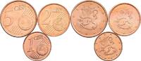 Finnland 1+2+5 Cent 1999/2000/2001 vz/stfr