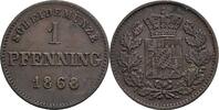 Bayern 1 Pfennig Ludwig II. Otto 1864-1886 -