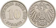 Deutsches Reich 10 Pfennig 1907 F ss/vz, zaponiert