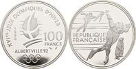 Frankreich 100 Francs Olympische Winterspiele Albertville 1992-Eisschnellläufer und Murmeltier -