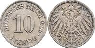 Deutsches Reich 10 Pfennig 1906 A ss/vz, gereinigt