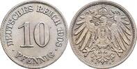Deutsches Reich 10 Pfennig 1908 A ss/vz, gereinigt