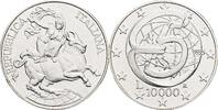 10 000 Lire (5 Ecu) 1995 Italien 40. Jahrestag der Konferenz von Messina/Europa auf dem Stier stfr in Kapsel
