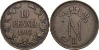 10 Penniä 1905 Finnland Großfürstentum (1809-1917) Nikolaj II. 1894-1917 ss, Randfehler