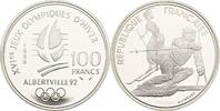 Frankreich 100 Francs Olympische Spiele Albertville/Moderner Slalomläufer und Skiläuferin Belle Epoque -