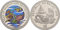 Palau 1 Dollar Marine Life Protection/Korallenriff mit Meerestieren -