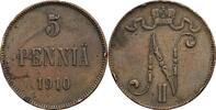 5 Penniä 1910 Großfürstentum Finnland Nikolaj II. 1894-1917 ss-, Rf.