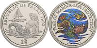 Palau 1 Dollar Marine Life Protection - Farbmotiv Tampondruck -