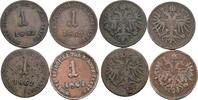 Kaisertum Österreich, Franz Joseph I. Lot 4 Stück 1 Soldo 2x Mzz. A, 1x Mzz. V, 1x Mzz. B -