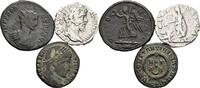 ROM, Kaiserzeit Lot 3 Stück Münzen (1x Denar + 2x Folles) Septimius Severus 193-211 / diverse -