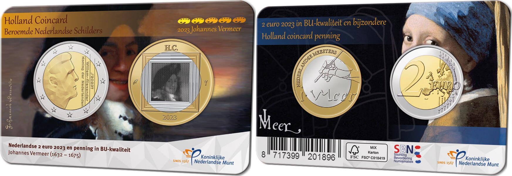 Nederland 2023 Holland Coin Fair coincard thema 'Johannes Vermeer' MA