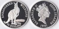 Cook Islands Cook Islands 1991 50 dollar 'Wild Life-Rode Reuze Kangaroe' Zilver -