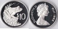 Bahrein Fiji 1986 10 Dollars 'Wild life-Fijian Ground Frog' Zilver -