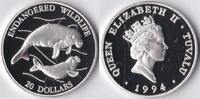 Tuvalu Tuvalu 1994 20 Dollar 'Wild life-Dugong' Zilver -