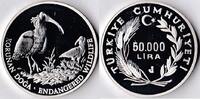 Turkije Turkije 1994 50000 Lira 'Wild life-Kaalkopibis' Zilver -