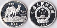 China China 1994 10 Yuan 'Wild life-Wilde kameel' Zilver -