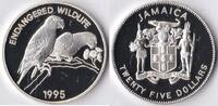 Jamaica Jamaica 1995 25 Dollar 'Wild life-Rode vlekamazone' Zilver -