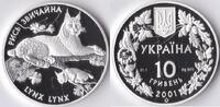 Oekraïne Ukraine 2001 10 Hnyuias 'Wild life-Lynx' Zilver -