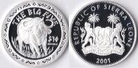 Sierra Leone Sierra Leone 2001 10 Dollar 'Wild life-Kafferbuffel' Zilver -