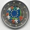 Gekleurde euromunten 2 Euro Slovenië 2015 Europese Vlag Gekleurd -