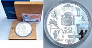 Spanje 2003 50 Euro ' Eén jaar euro' zilver PP