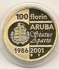 Aruba Aruba 2001 100 Florin 15 jaar status aparte Goud Incl dsje & cer -