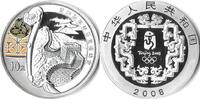 China China 2008 10 Yuan Olympische Spelen - Chinese Muur Zilver -