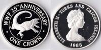 Turks & Caicos Islands 1 Crown Turks & Caicos Eilanden 1988 1 Crown 'Wild life-Rock Iguana' Zilver -