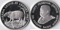 Sierra Leone 10 Leones Sierra Leone 1987 10 Leones Wild Life-Pygmy Hippopotamus (Dwergnijlpaard) Zilver -