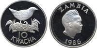 Zambia 10 Kwacha Zambia 1986 10 Kwacha 'Wit gevleugelde pluisstaart' Zilver -