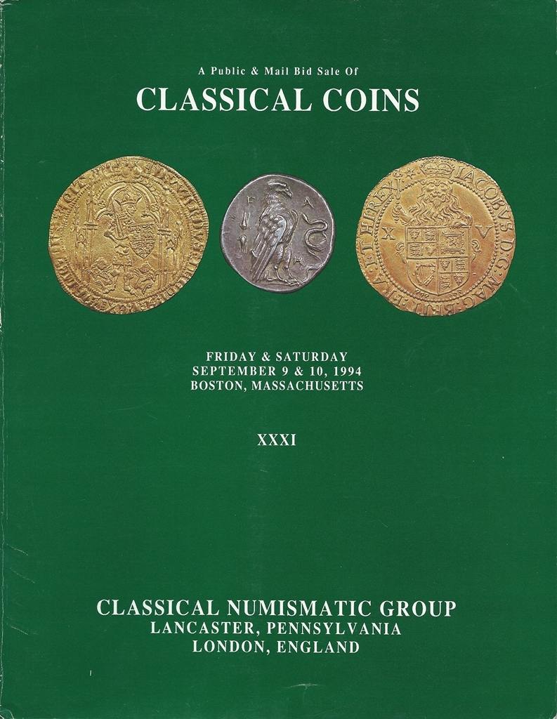 Auktionskatalog CNG CLASSICAL NUMISMATIC GROUP CATALOG XXXI CLASSICAL