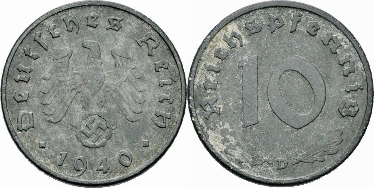 10 Pfennig 1940 Drittes Reich Drittes Reich 10 Reichspfennig 1940 D