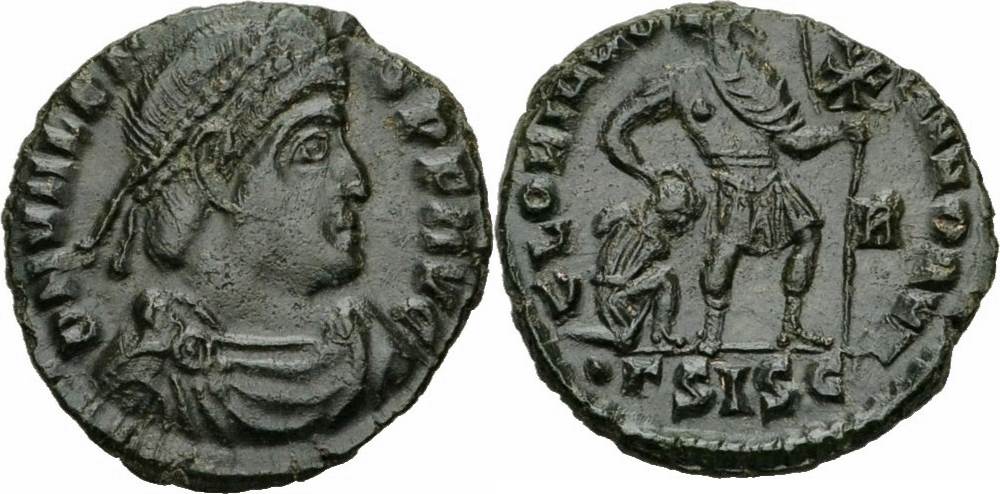 1279479] Valentinian I, Follis, 367-375, Siscia, Bronze, AU, RIC:14, a