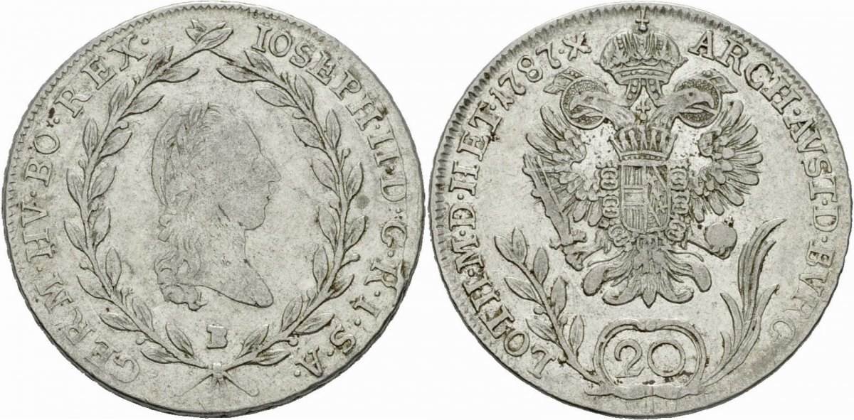 RDR Österreich Joseph II 20 Kreuzer 1787 B Kremnitz Ungarn Habsburg ANK ...