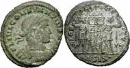 Rom Kaiserreich Follis Constantius II Follis Siscia 334/5 GLORIA EXERCITVS Soldaten Feldzeichen RIC 237